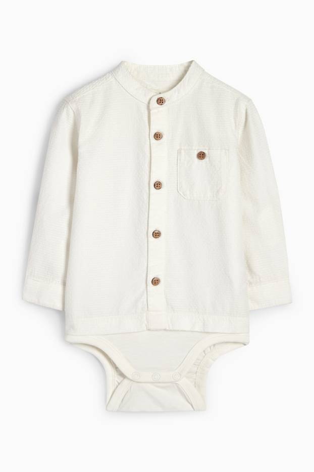 Bébés garçons - Body bébé - look 2-en-1 - blanc crème