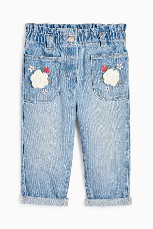 Nadó nena - Floretes - texans per a nadó - texà blau