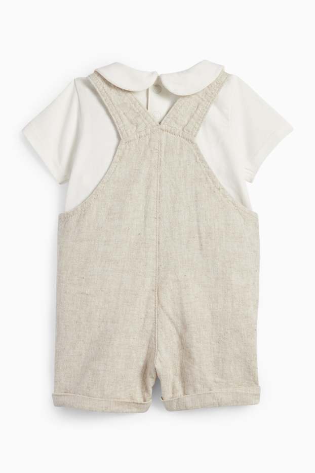Baby Jungen - Baby-Outfit - 2 teilig - cremeweiss