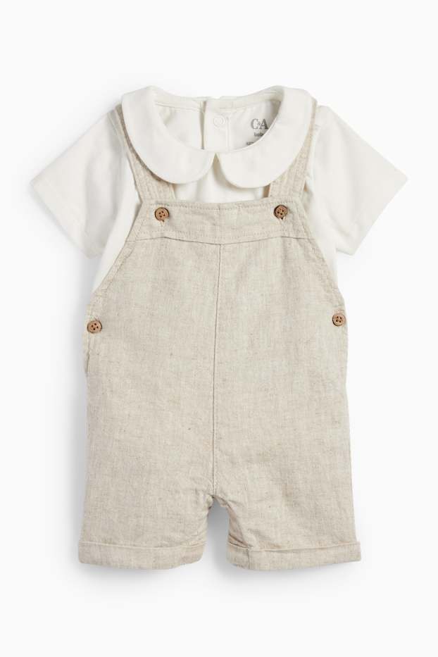 Baby Jungen - Baby-Outfit - 2 teilig - cremeweiss