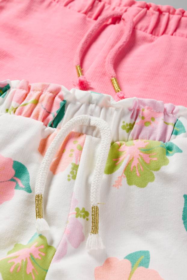 Kinder Mädchen - Multipack 2er - Hibiskus - Sweatshorts - rosa
