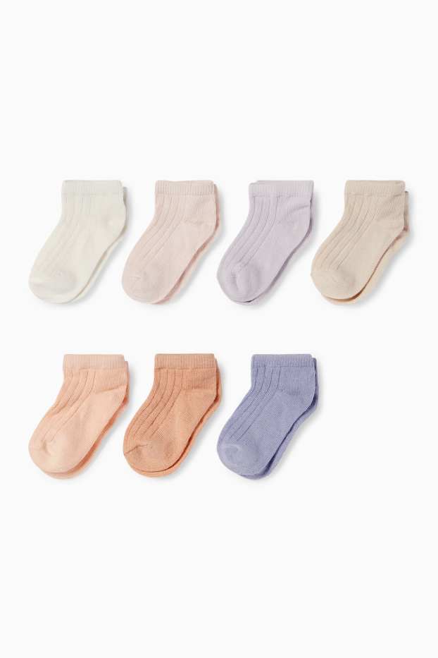 Baby Boys - Multipack of 7 - baby trainer socks - ribbed - rose
