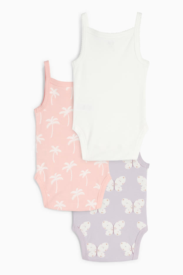 Neonate - Confezione da 10 - palme e farfalle - body per neonate - viola chiaro