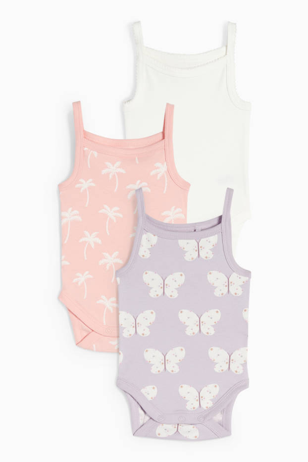Neonate - Confezione da 10 - palme e farfalle - body per neonate - viola chiaro