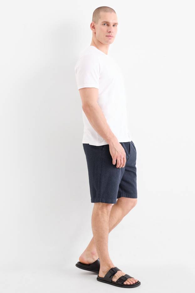 Hommes - Short - à rayures - bleu foncé