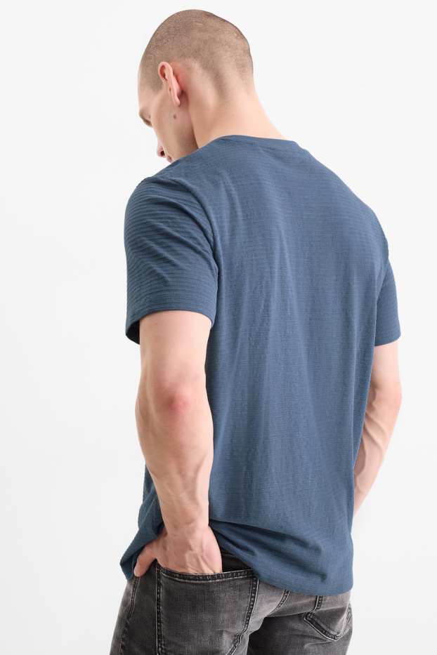 Uomo - T-shirt - regular fit - tessuto tramato - blu melange