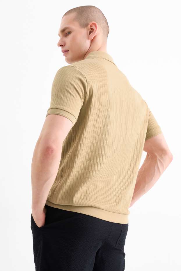 Men - Polo shirt - textured - beige