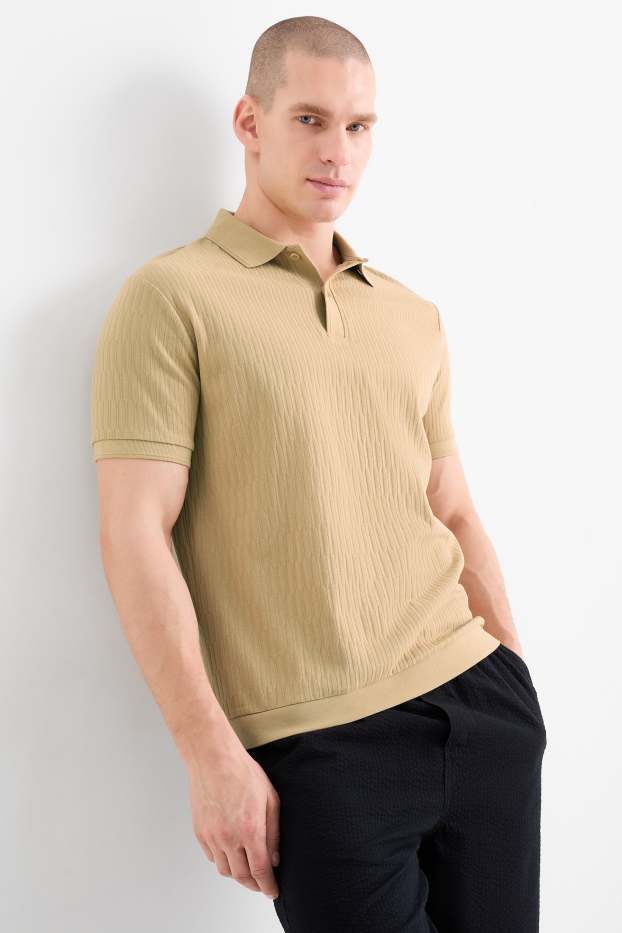 Men - Polo shirt - textured - beige