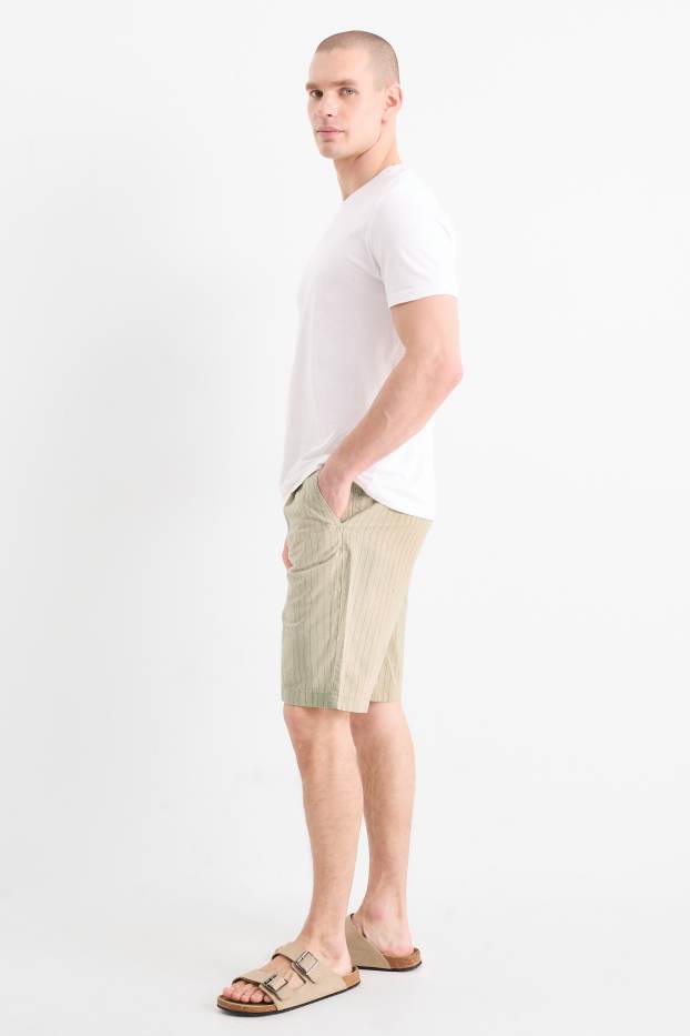Herren - Shorts mit Leinen-Anteil - Nadelstreifen - beige