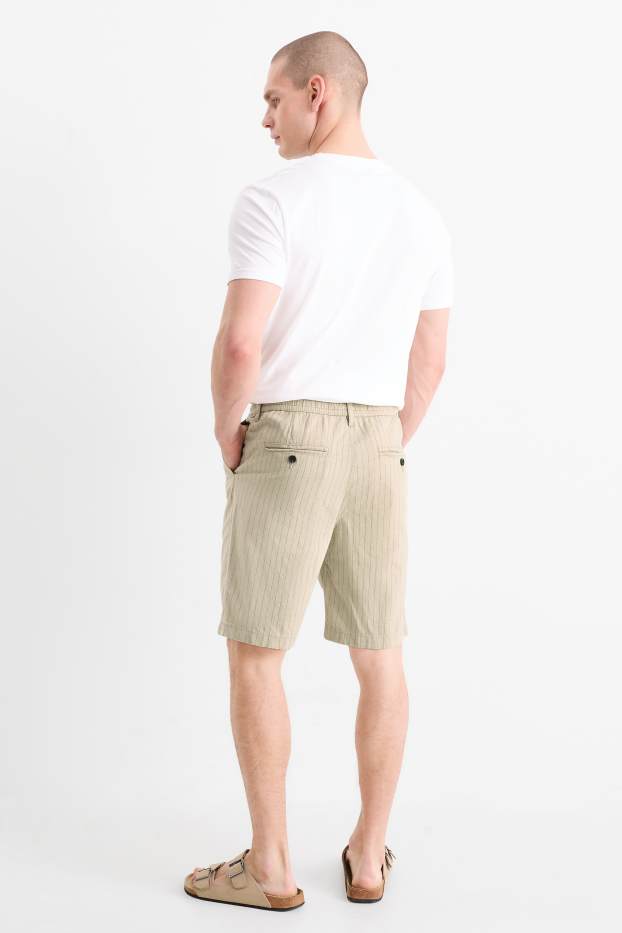 Herren - Shorts mit Leinen-Anteil - Nadelstreifen - beige