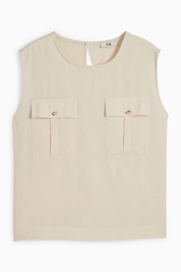 Donna - Blusa smanicata - beige chiaro