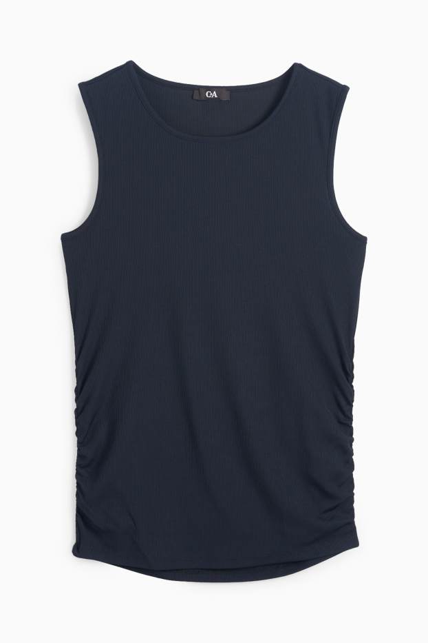 Donna - Top basic - a coste - blu scuro