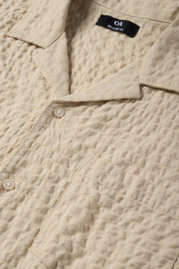 Herren - Hemd - Relaxed Fit - Reverskragen - kariert - beige