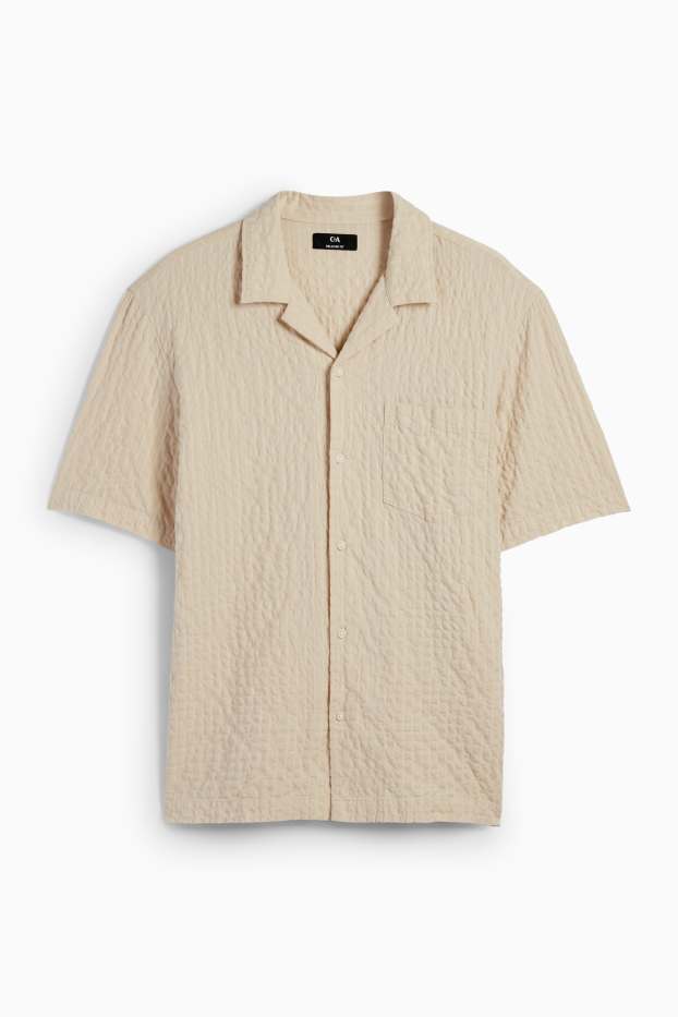 Herren - Hemd - Relaxed Fit - Reverskragen - kariert - beige