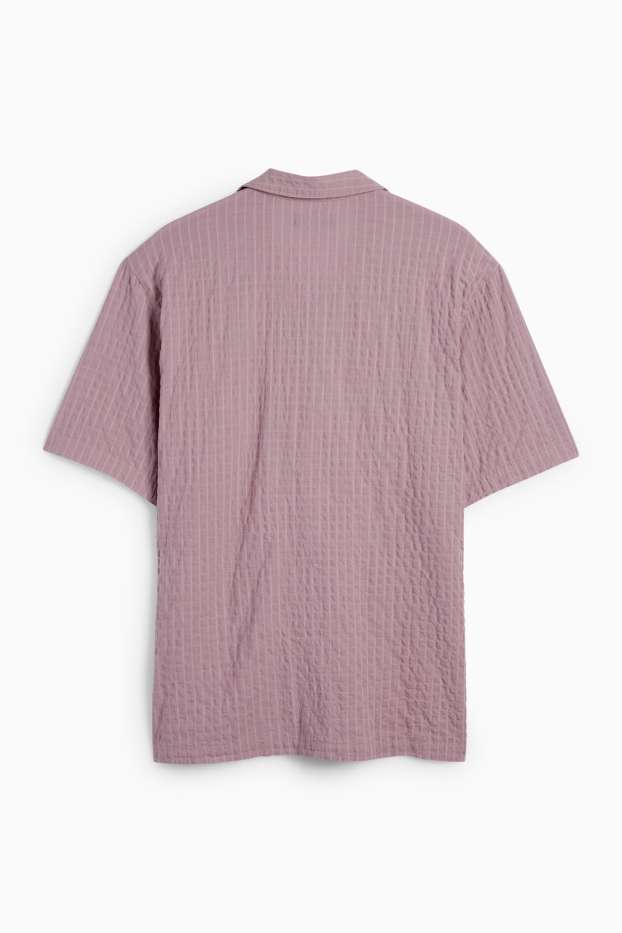 Uomo - Camicia - relaxed fit - revers - a quadretti - viola chiaro