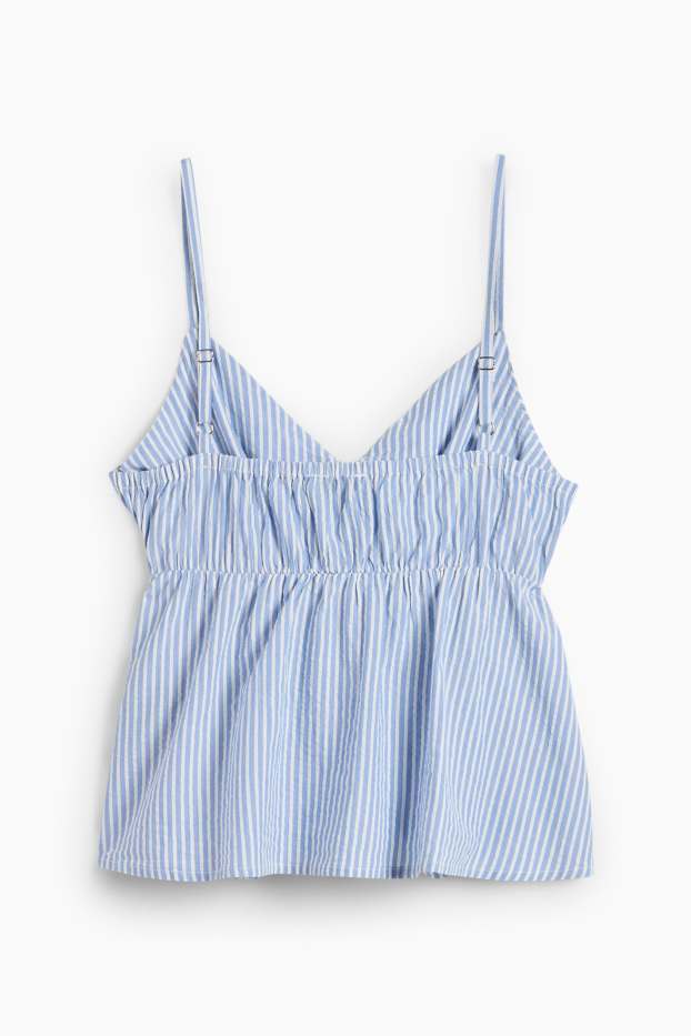 Dámské - Krátký top - pruhovaný - bílá / světle modrá