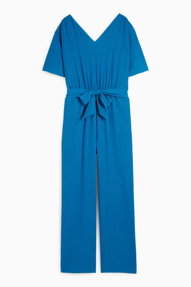 Dames - Jumpsuit - met structuur - donkerblauw