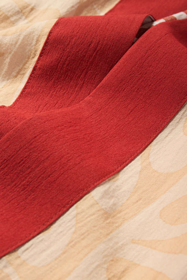 Women - Kimono - patterned - dark red