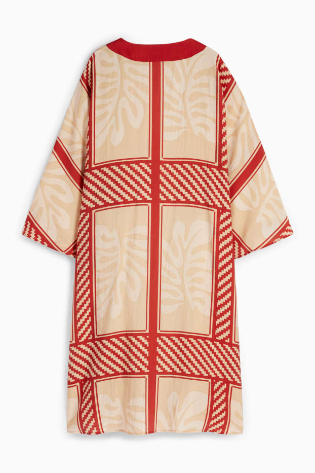 Women - Kimono - patterned - dark red