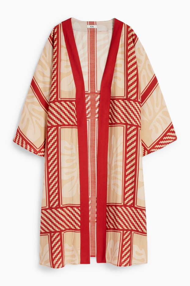 Women - Kimono - patterned - dark red