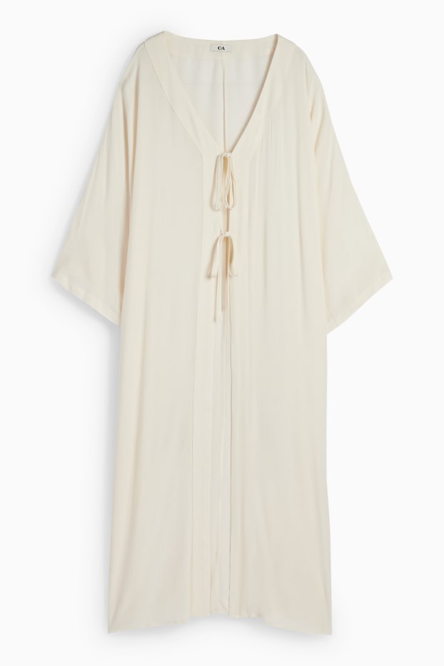 Femmes - Kimono - texturé - blanc crème