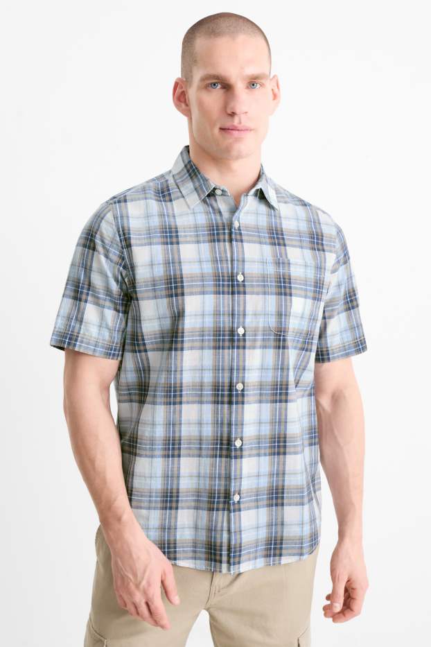 Herren - Hemd - Regular Fit - Kent - kariert - blau