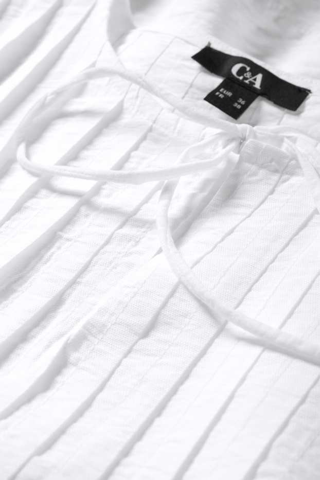 Dámské - Plisovaná halenka bez rukávů - bílá