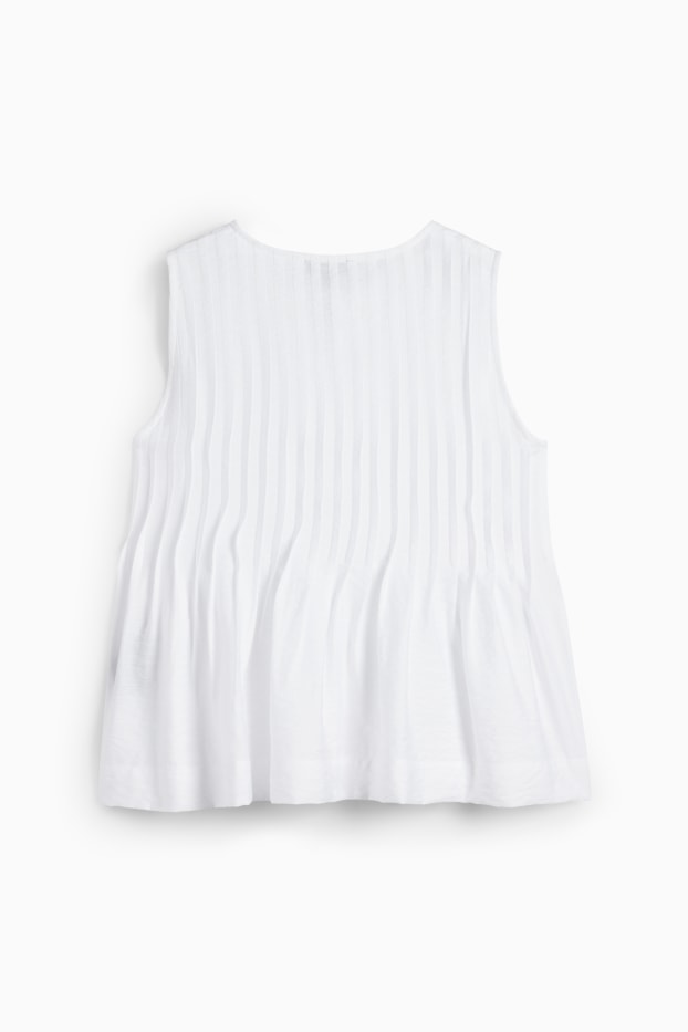 Dámské - Plisovaná halenka bez rukávů - bílá