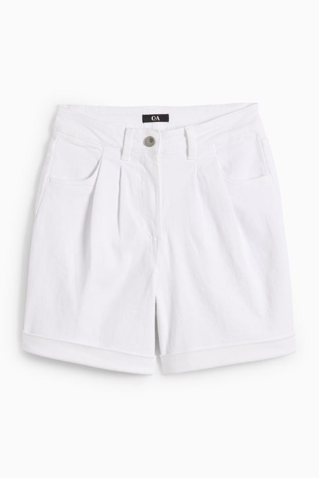 Damen - Jeans-Shorts - High Waist - weiß