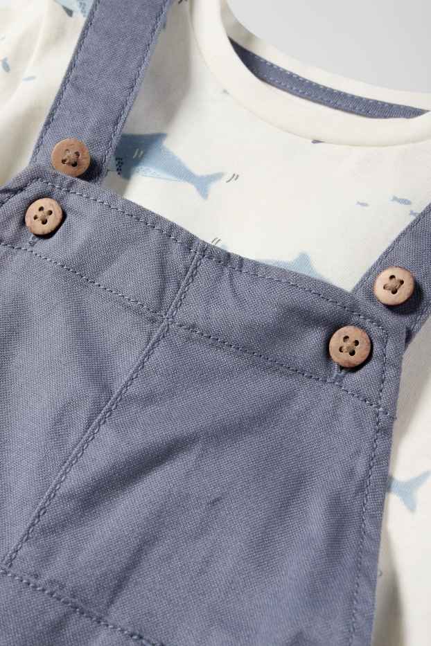 Miminka - chlapci - Motivy žraloka - outfit pro miminka - 2dílný - krémově bílá