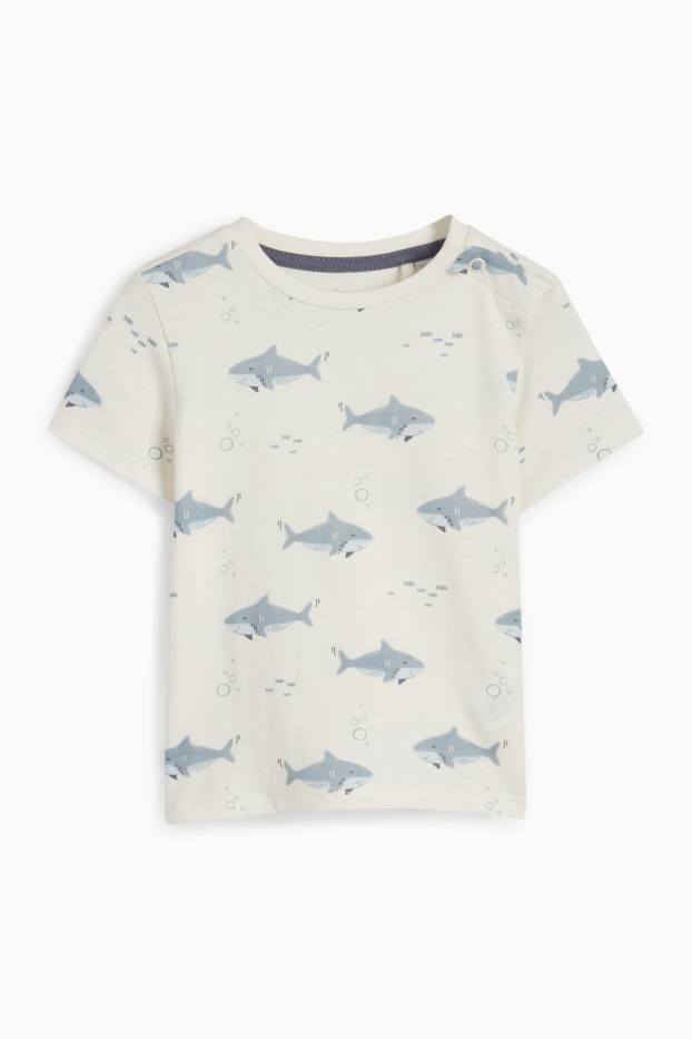 Miminka - chlapci - Motivy žraloka - outfit pro miminka - 2dílný - krémově bílá