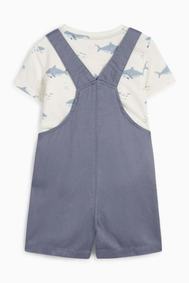 Miminka - chlapci - Motivy žraloka - outfit pro miminka - 2dílný - krémově bílá