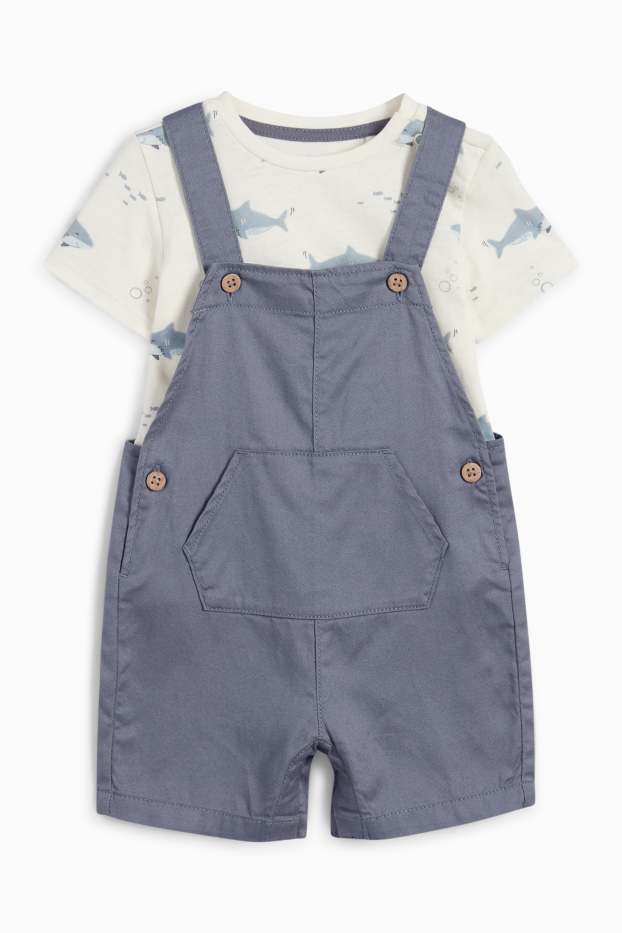 Miminka - chlapci - Motivy žraloka - outfit pro miminka - 2dílný - krémově bílá