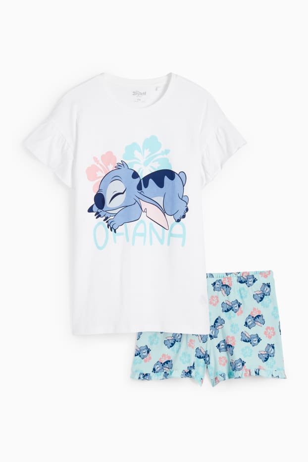 Children Girls - Lilo & Stitch - shorty pyjamas - 2 piece - white