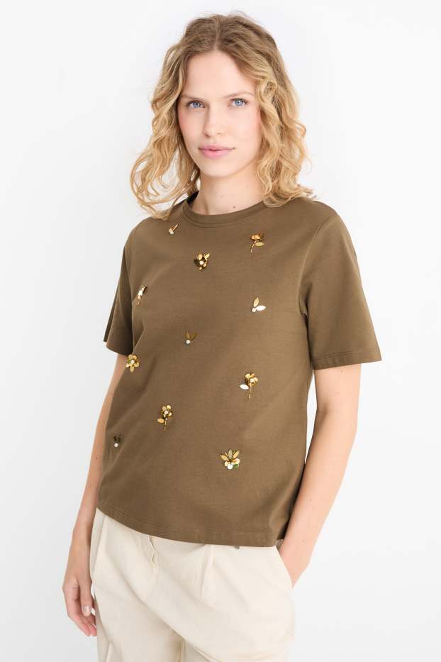 Women - T-shirt - regular fit - khaki