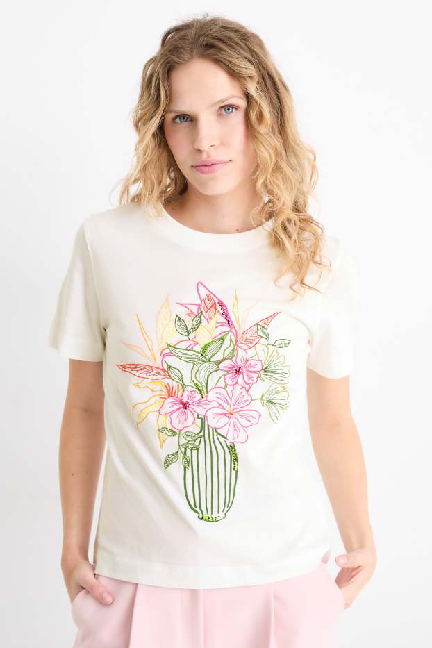 Femmes - T-shirt - regular fit - blanc