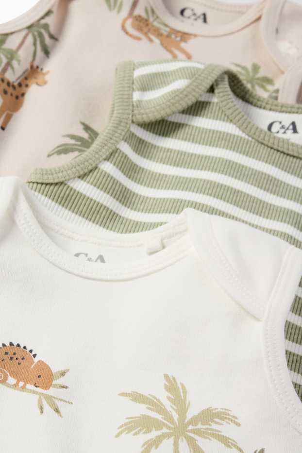 Unisex - Multipack 3er - Wildtiere - Baby-Body - hellbeige