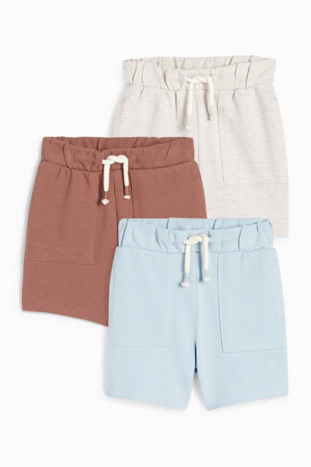 Bébés garçons - Lot de 3 - shorts bébé - marron / bleu