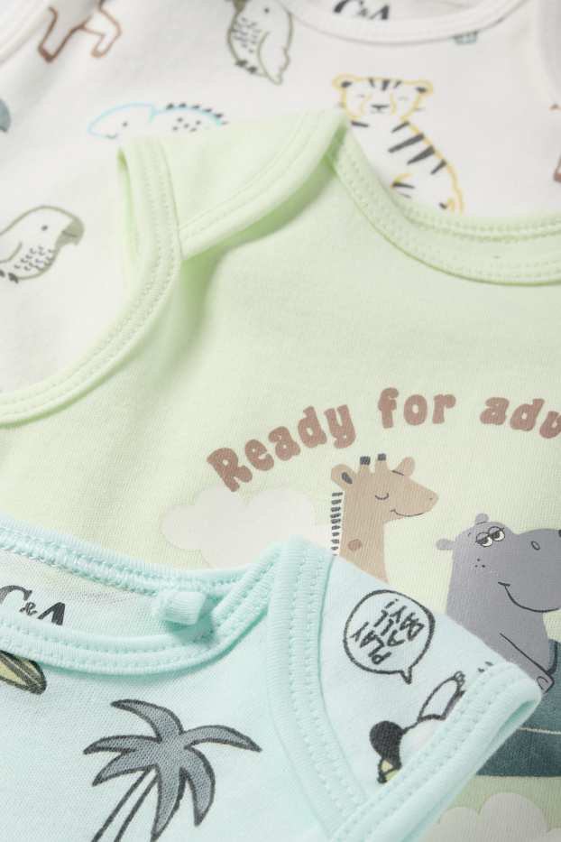 Bebés niños - Pack de 3 - animales - bodies para bebé - verde menta