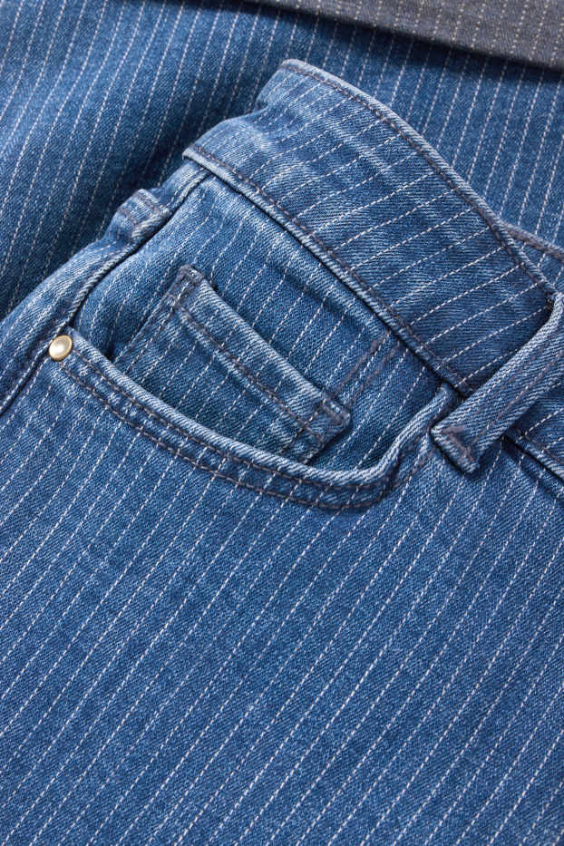 Donna - Bermuda di jeans - vita media - LYCRA® - design gessato - jeans blu
