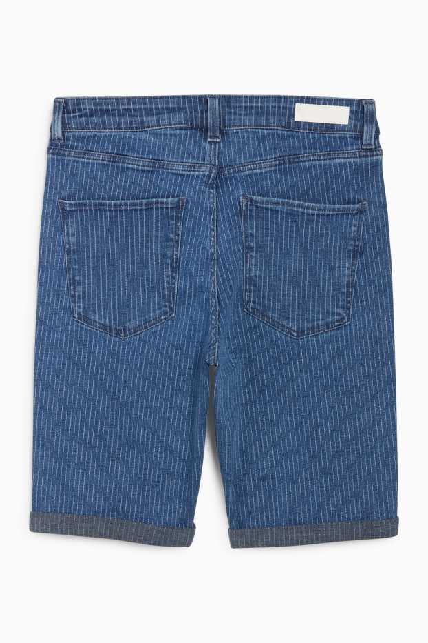 Donna - Bermuda di jeans - vita media - LYCRA® - design gessato - jeans blu