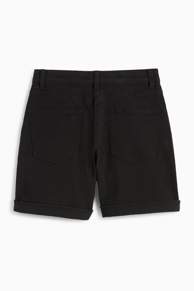 Donna - Shorts di jeans - vita alta - nero