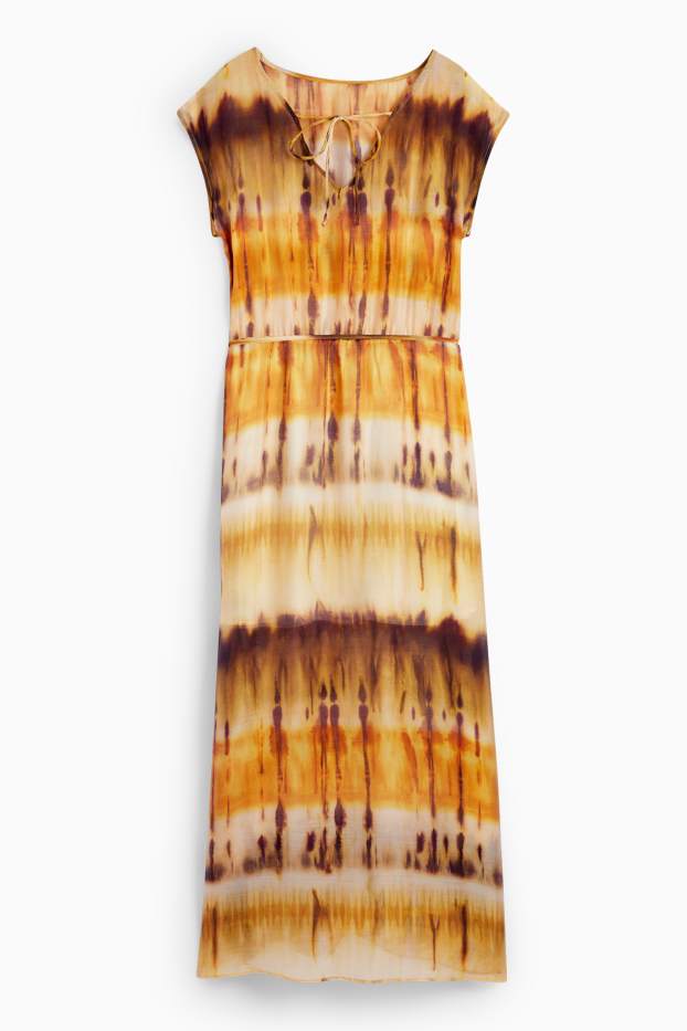 Donna - Vestito con spacco - fantasia - arancione