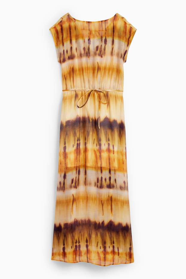 Donna - Vestito con spacco - fantasia - arancione