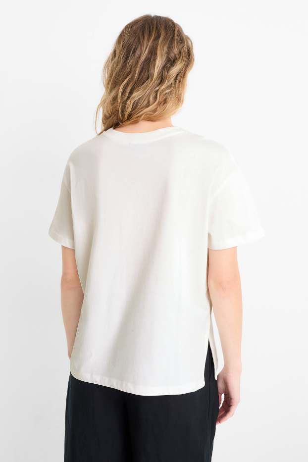 Dona - Samarreta de mànigues curtes amb pedres d’estràs - regular fit - blanc