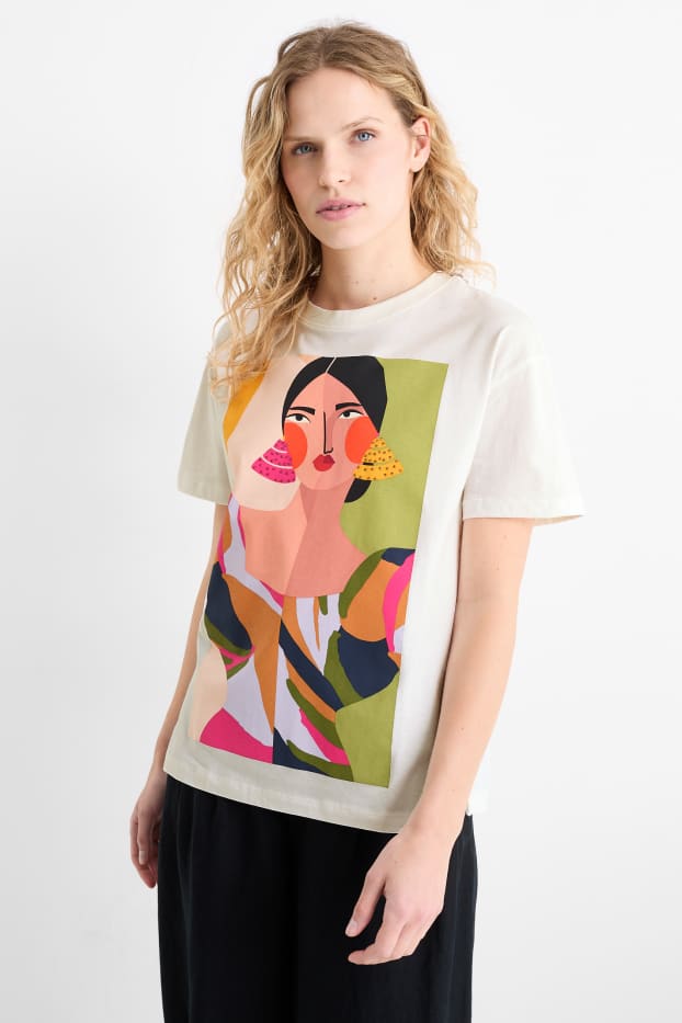 Dona - Samarreta de mànigues curtes amb pedres d’estràs - regular fit - blanc