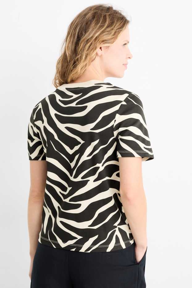 Donna - T-shirt basic - slim fit - fantasia - nero / beige