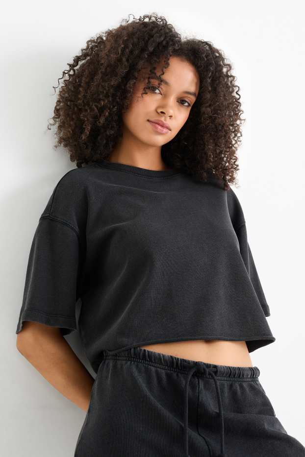 Femei - Tricou - supradimensionat - negru
