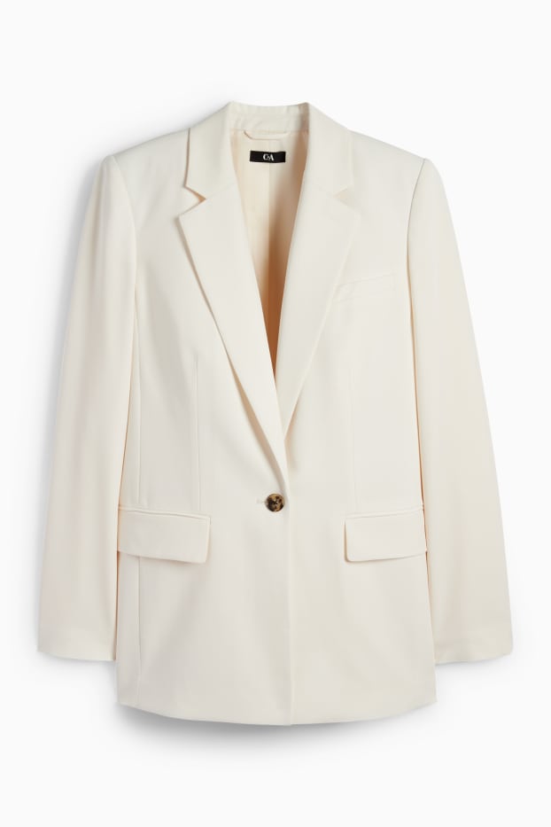 Dames - Lange, oversized blazer - crème wit