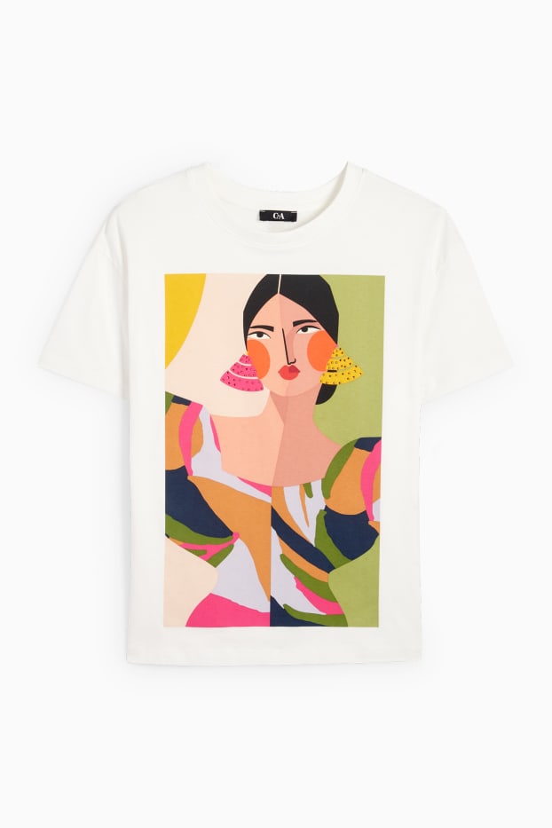 Dona - Samarreta de mànigues curtes amb pedres d’estràs - regular fit - blanc